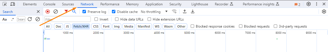 Вкладка Network в Chrome
