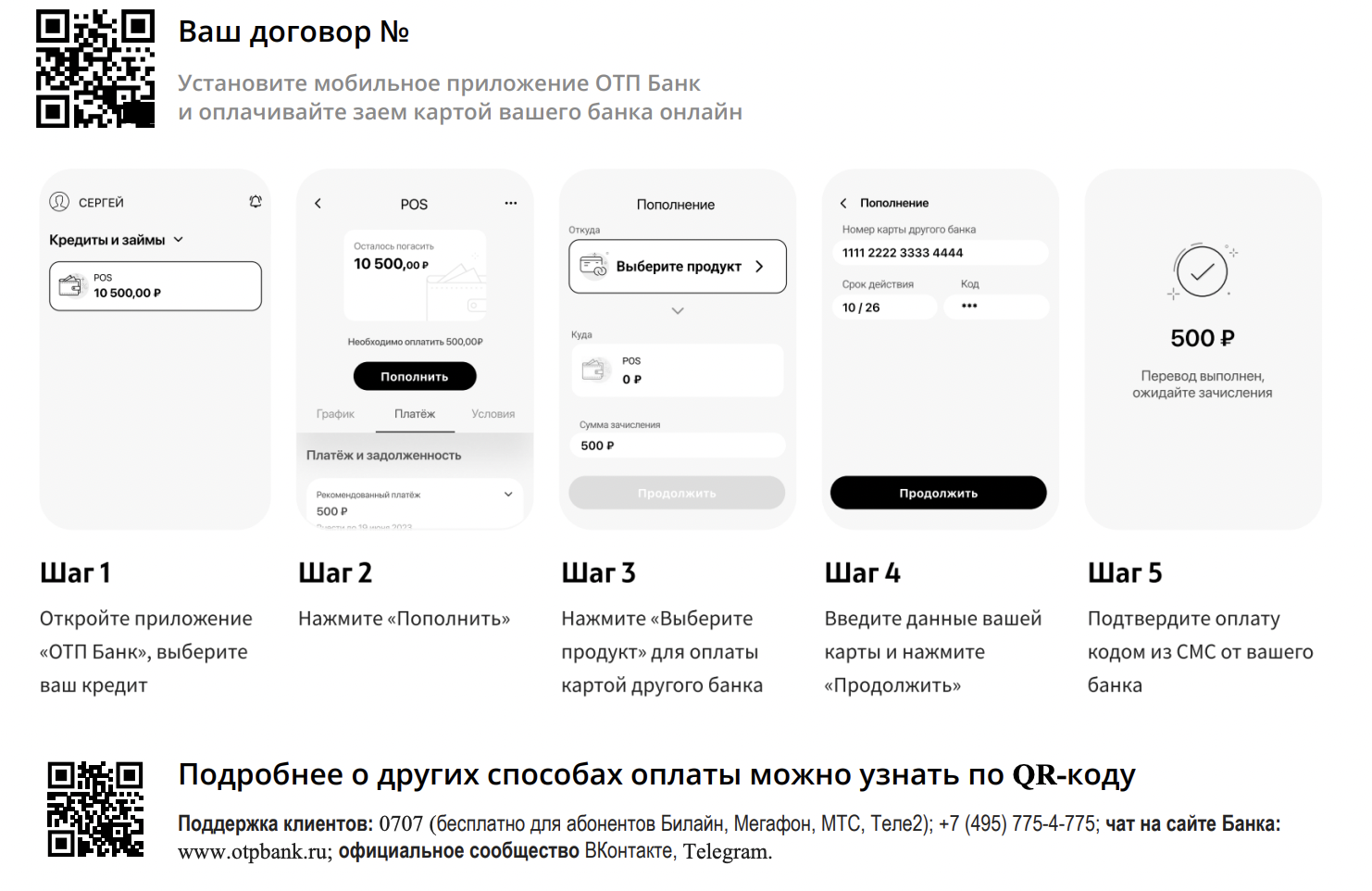 Способы оплаты кредита в ОТП Банке